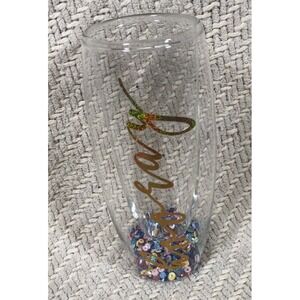 Slant Collections Double Wall Stemless "HOORAY"‎ Confetti Flute